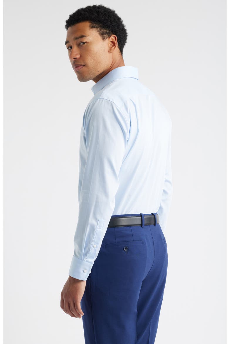Trim Fit Herringbone Dress Shirt, Alternate, color, BLUE HERRINGBONE