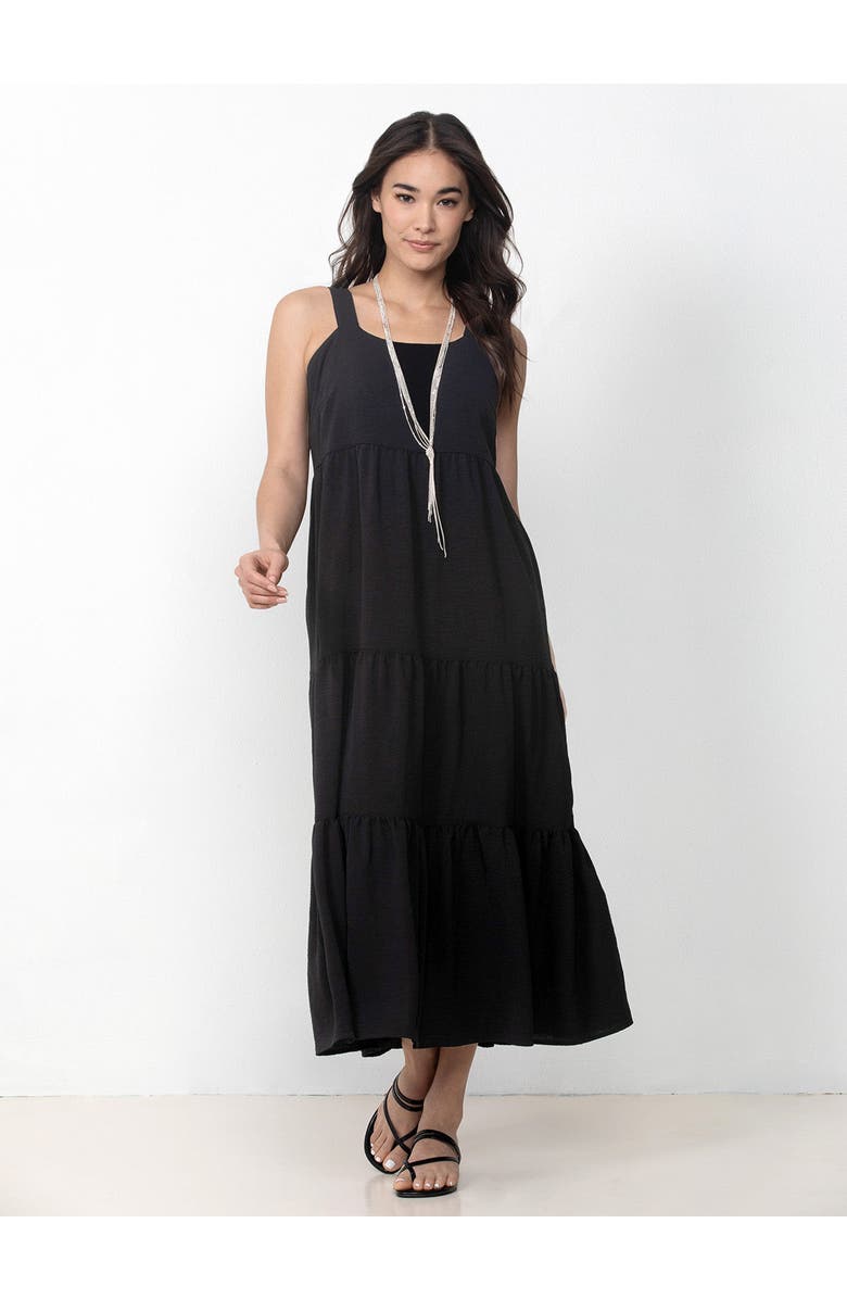 Single Stitch Tiered Maxi Dress, Main, color, Black