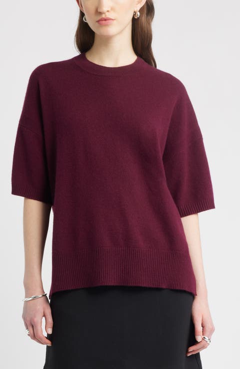 Relaxed Short Sleeve Cashmere Sweater