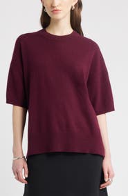 Nordstrom Relaxed Short Sleeve Cashmere Sweater