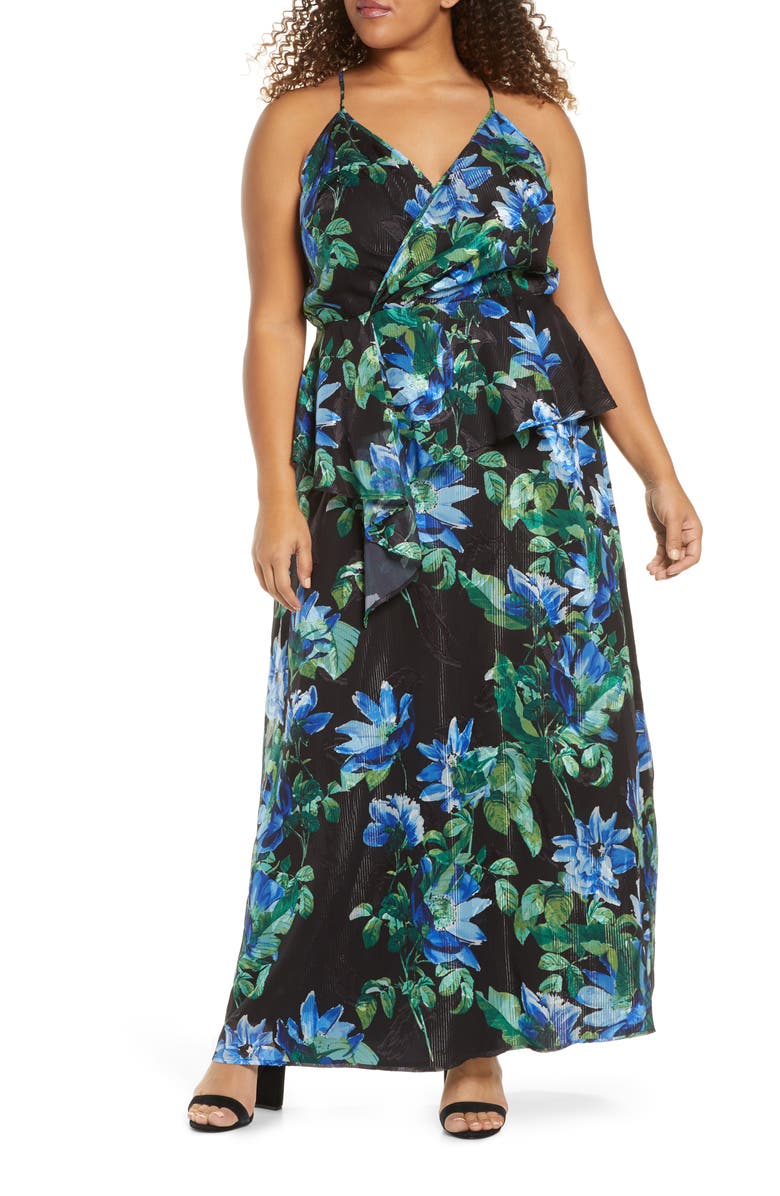 Marée Pour Toi Floral Print Two-Piece Maxi Dress, Main, color, 