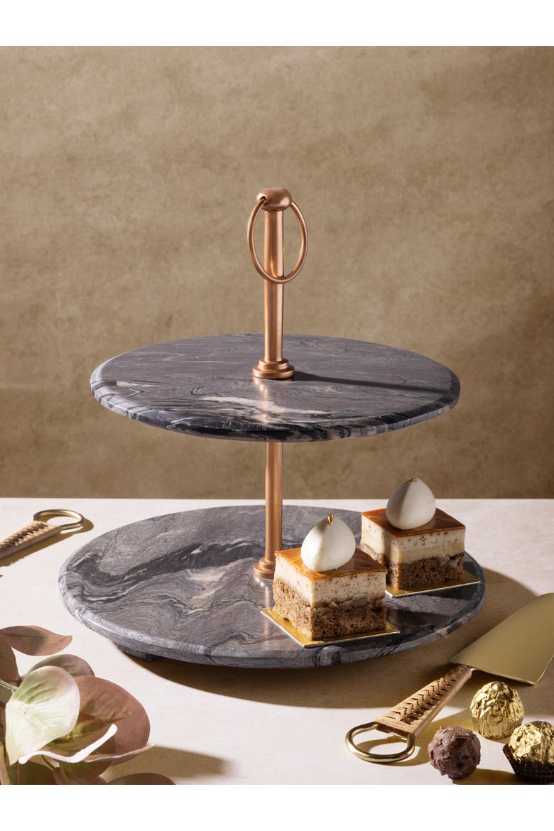 Heavenly Brown Onyx Two-Tier Cake Stand, Alternate, color, Brown