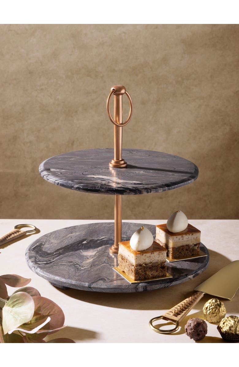 GAURI KOHLI Heavenly Brown Onyx Two-Tier Cake Stand, Alternate, color, Brown