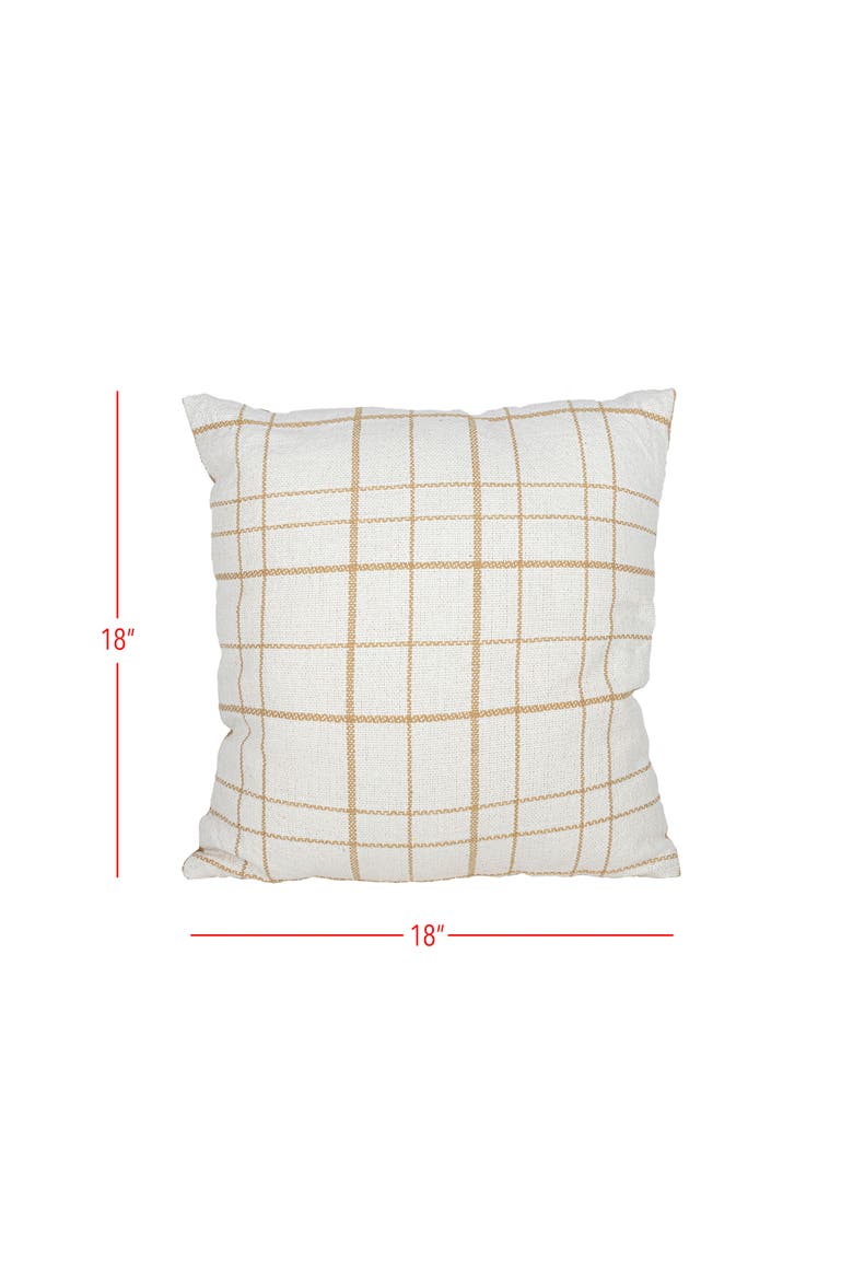 Handwoven Modern Plaid Pillow, 18" x 18" Tan Cotton With Polyester Fill, Alternate, color, Beige