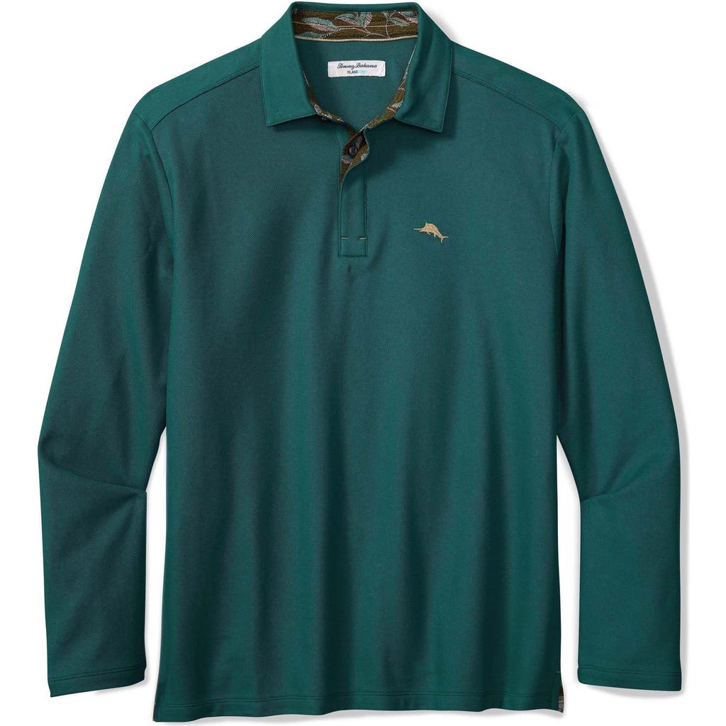Tommy Bahama Vintage Vines Long Sleeve Five O'clock Islandzone® Piqué Polo In Green