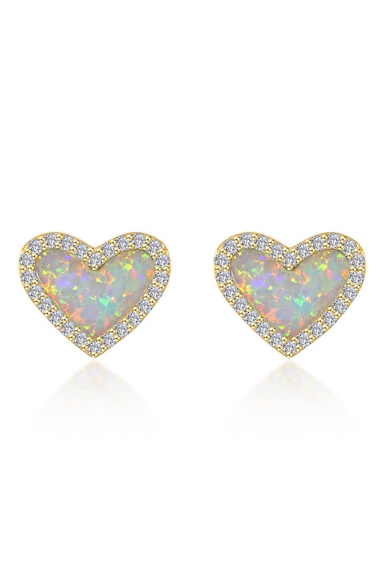 Lafonn Simulated Opal & Simulated Diamond Heart Stud Earrings, Main, color, White