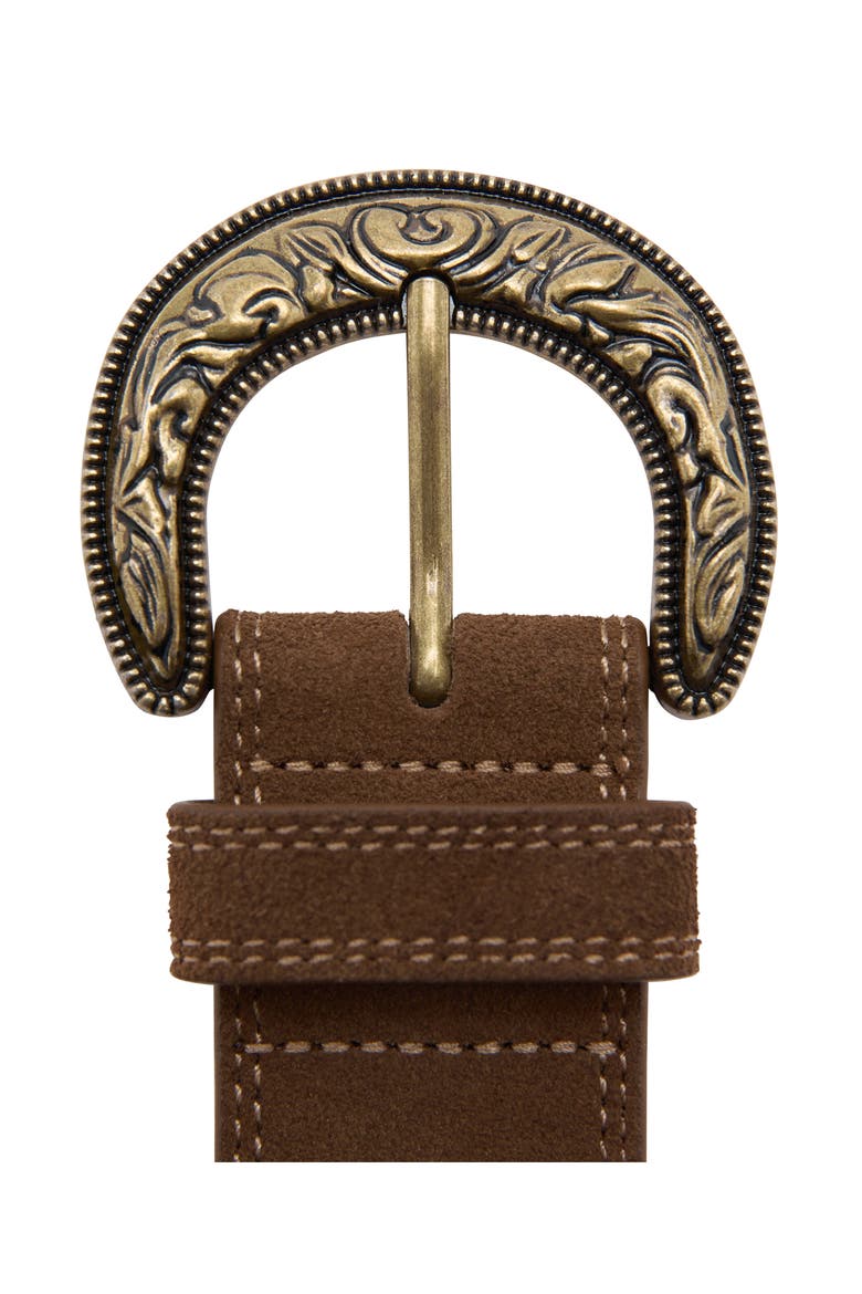 Suede Effect Belt, Alternate, color, BROWN
