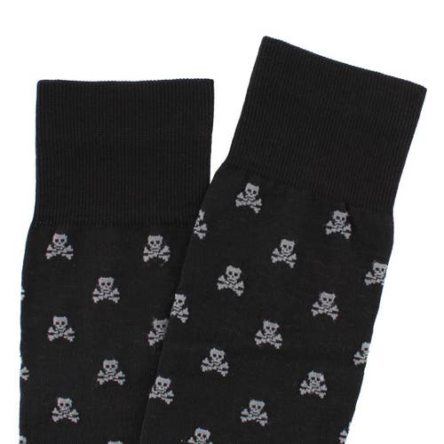 Trafalgar Rodger Skull And Cross Bones Mercerized Cotton Mid-calf Socks In Black