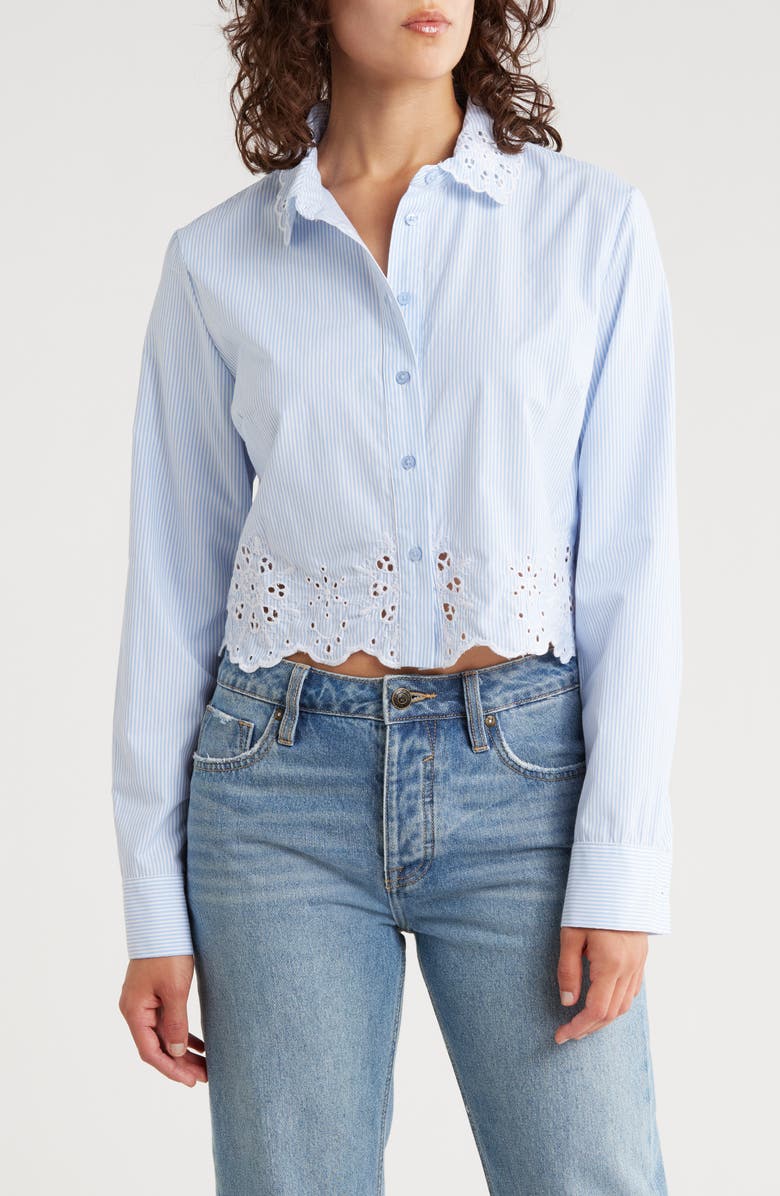 Habitual Embroidered Button-Up Shirt, Main, color, Powder Blue