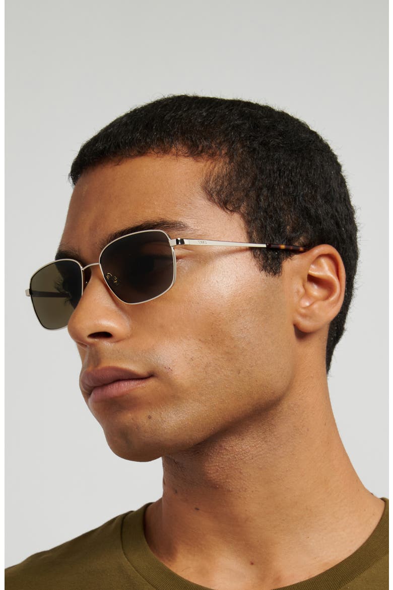 58mm Rectangular Sunglasses, Alternate, color, LIGHT GOLD/ GREEN