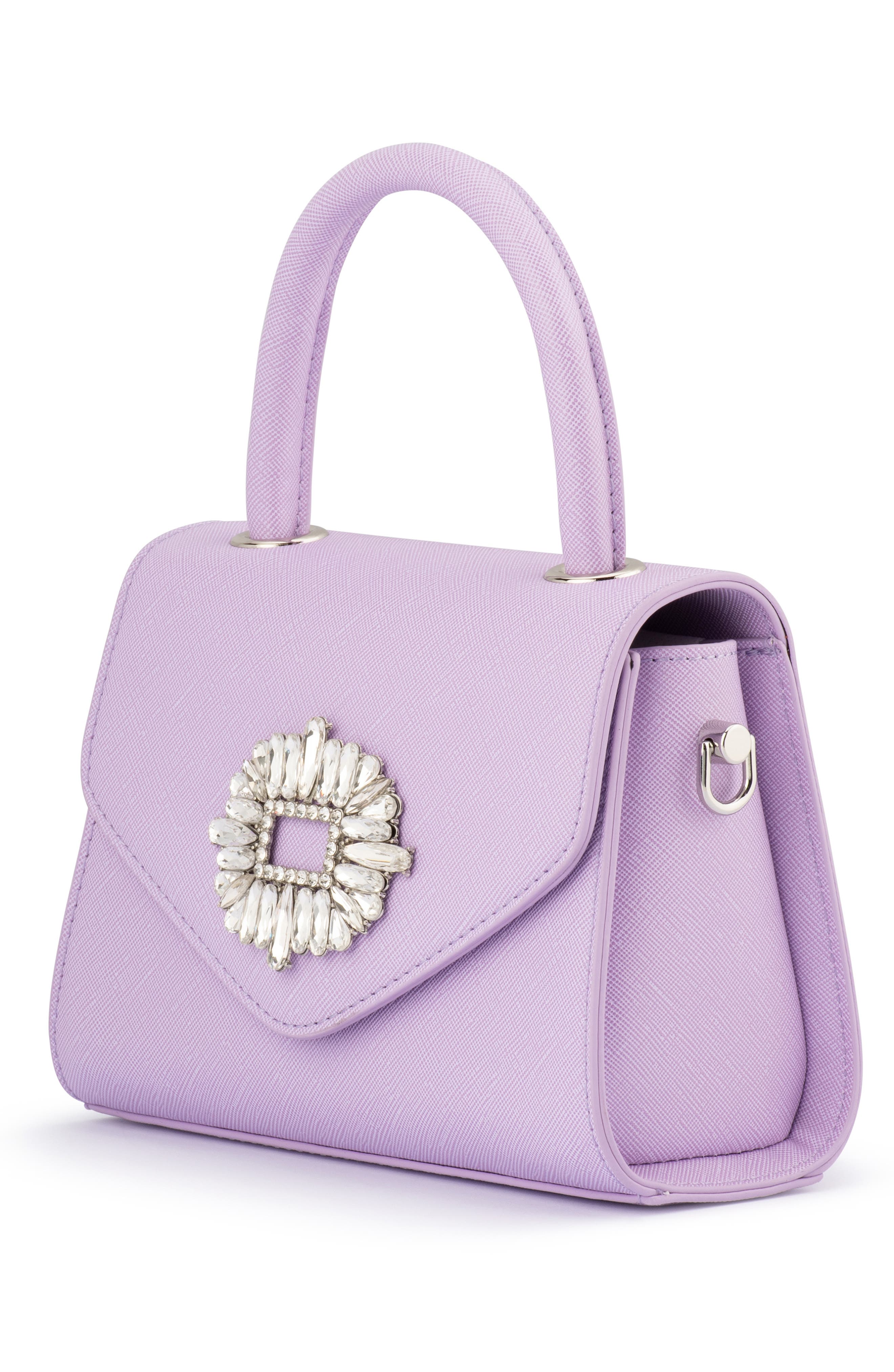 Olga Berg Alejandra Embellished Top Handle Bag, Alternate, color, Lilac