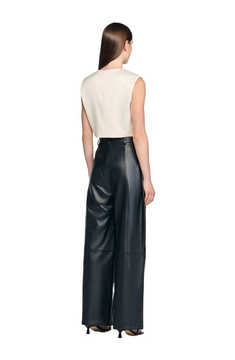 SANDRO Sleeveless satin crop top, Alternate, color, Ecru