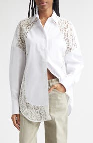 Stella McCartney Lace Panel Poplin Shirt