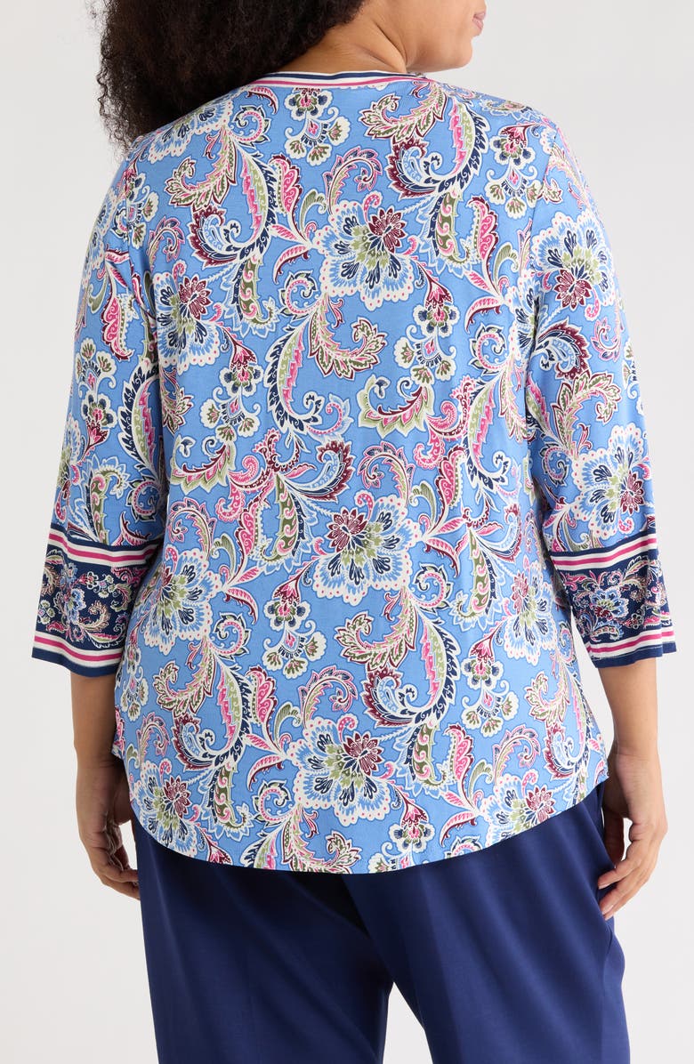 RUBY RD Novelty Print Stripe Top, Alternate, color, 