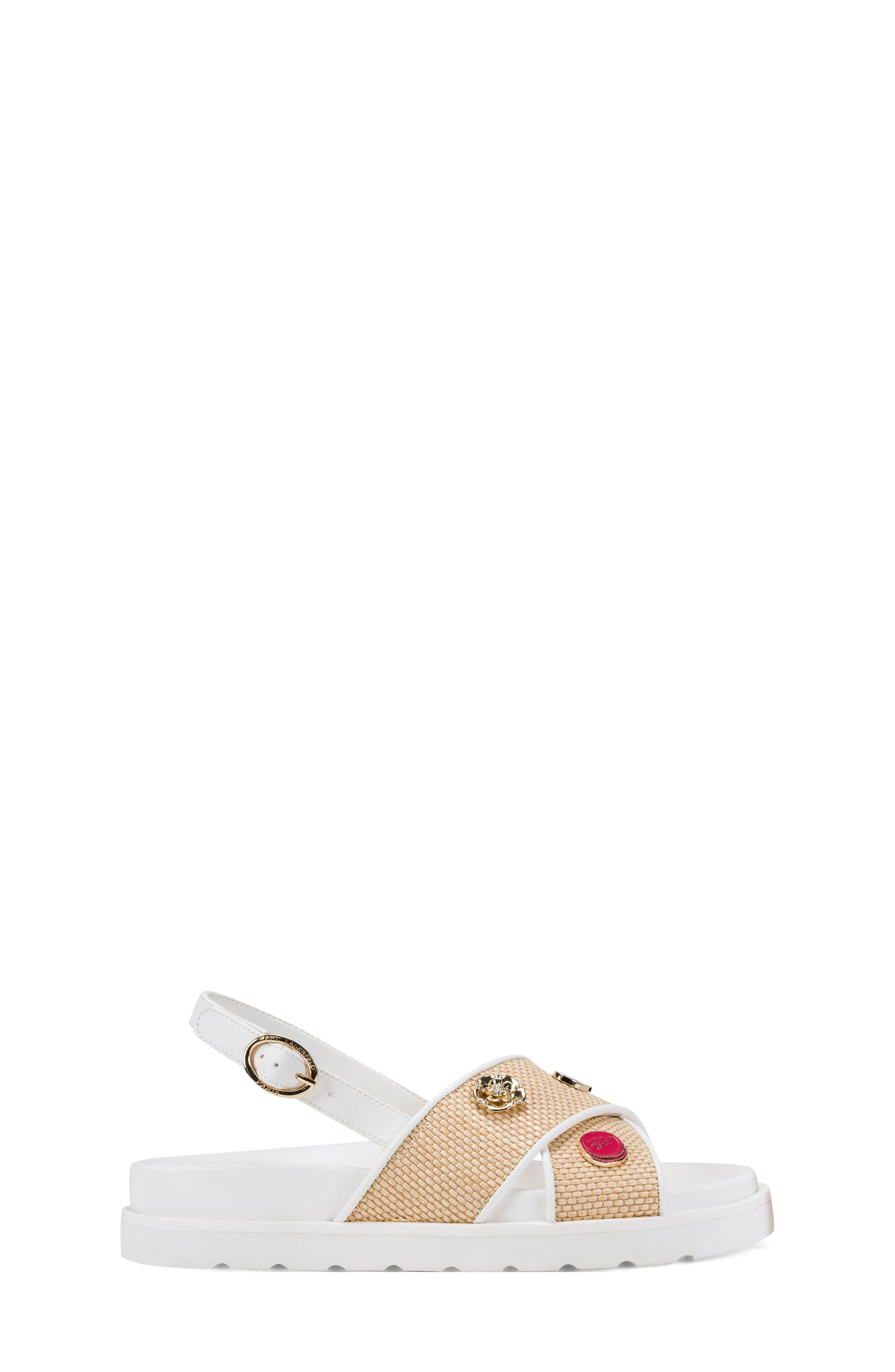KARL LAGERFELD PARIS Harlan Embellished Slingback Sandal, Alternate, color, Natural/ Bright White