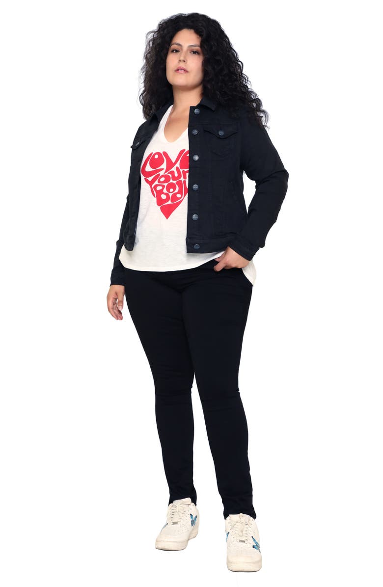 SLINK Jeans Denim Jacket, Alternate, color, Black