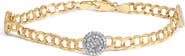 Haus of Brilliance 14K Yellow Gold 5/8 Cttw Diamond Cluster Curb Chain Bracelet