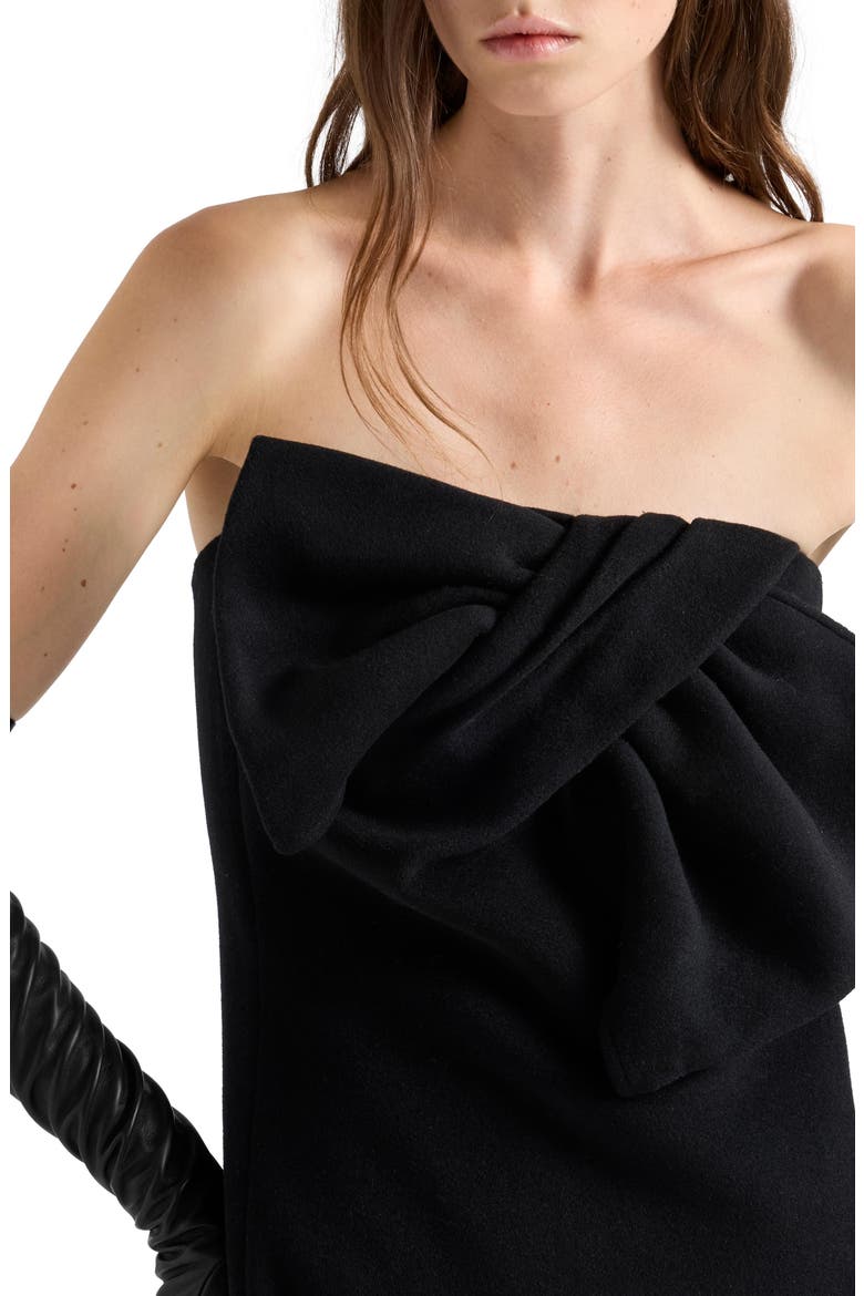Bow Strapless Minidress, Alternate, color, WOOL BLEND BLACK