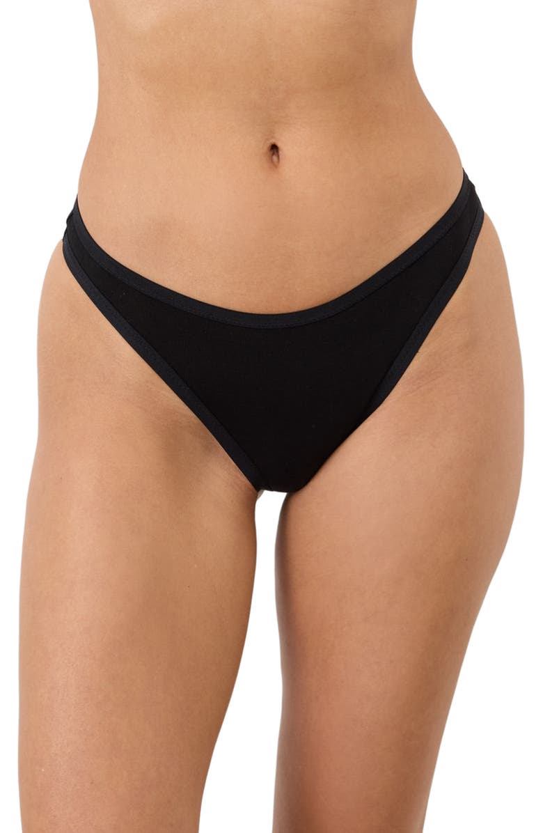Pact Everyday Classic Fit Thong 5-Pack Made With Organic Cotton, Alternate, color, Black