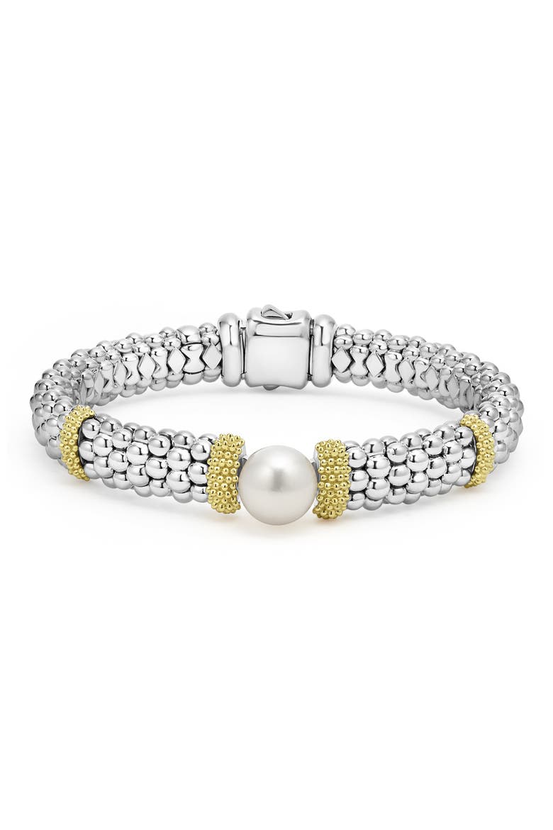 Luna Freshwater Pearl Station Bracelet, Main, color, SILVER