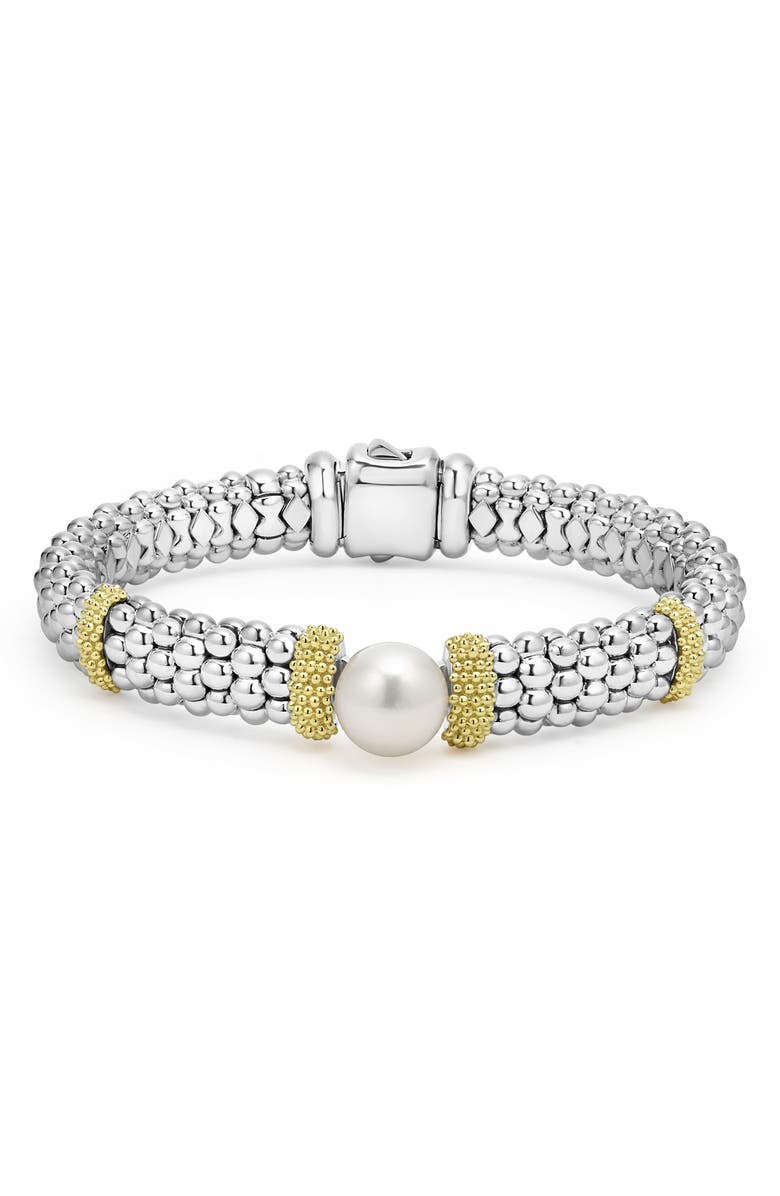 LAGOS Luna Freshwater Pearl Station Bracelet, Main, color, Silver