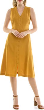 Nicole Miller Pintucked Sleeveless Midi Dress