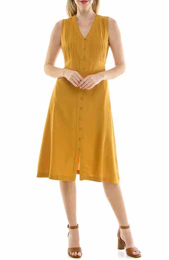 Pintucked Sleeveless Midi Dress