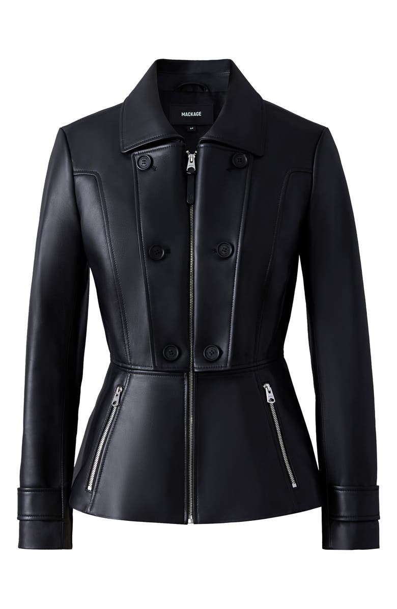Mackage Barbara Leather Peplum Jacket, Alternate, color,