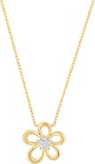 EFFY 14K Gold Plated Sterling Silver Pavé Diamond Flower Pendant Necklace