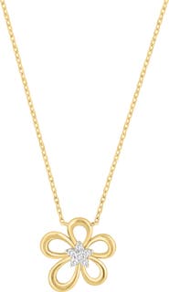 EFFY 14K Gold Plated Sterling Silver Pavé Diamond Flower Pendant Necklace