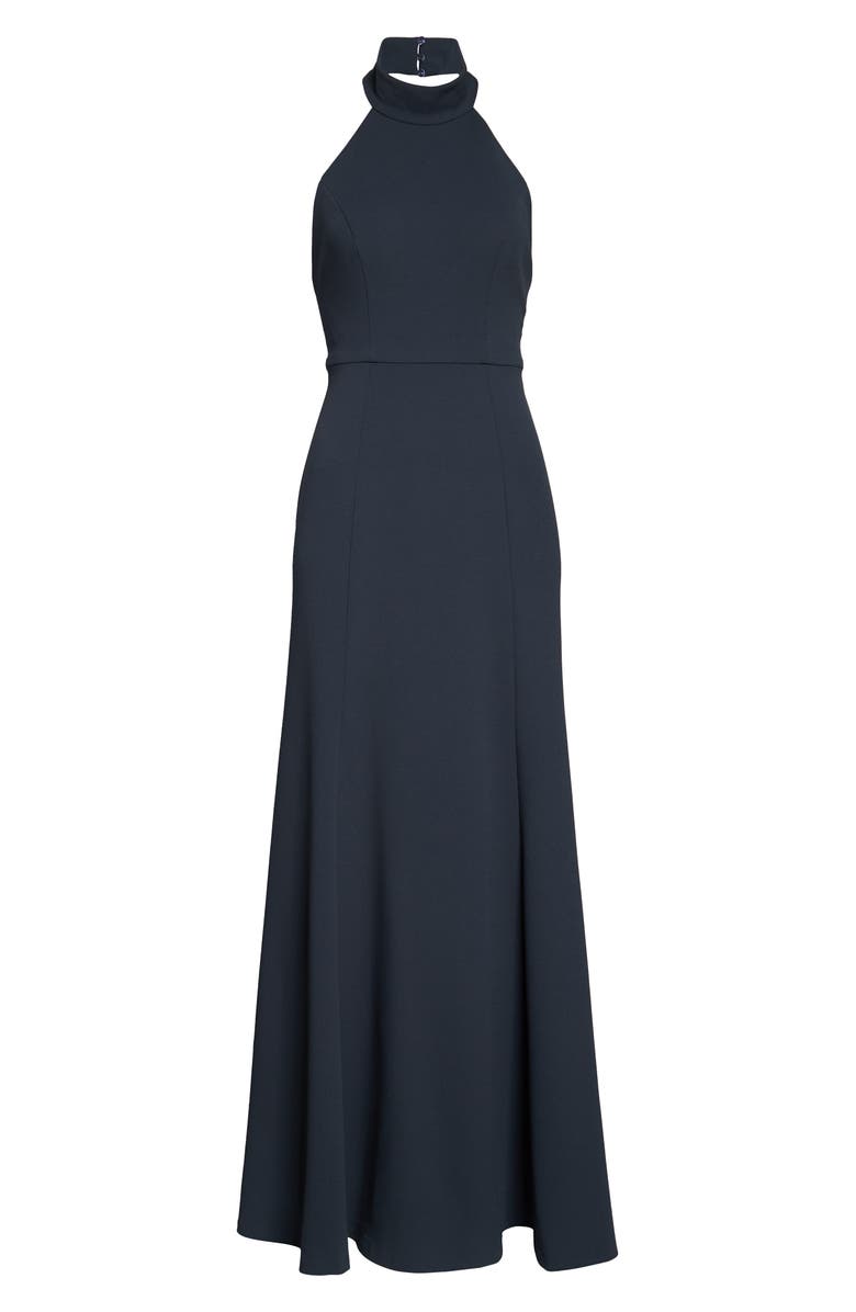 Jenny Yoo Petra Halter Crepe A-Line Gown, Alternate, color, 