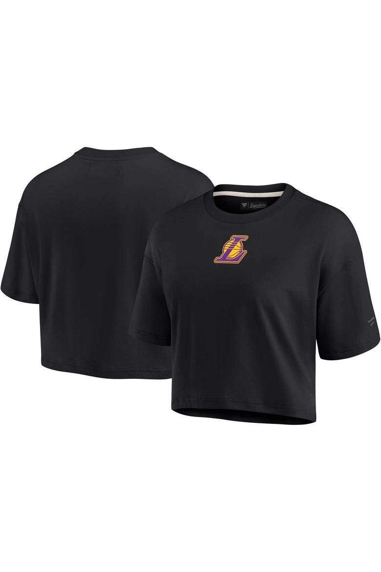 Women's Fanatics Signature Black Los Angeles Lakers Super Soft Boxy Cropped T-Shirt, Main, color, Black