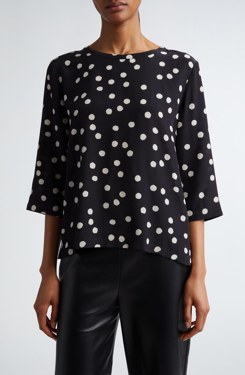 Max Mara Arturo Polka Dot Silk Top, Main, color, 