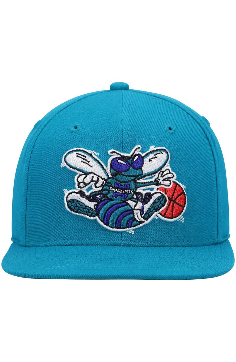 Mitchell & Ness Men's Mitchell & Ness Teal Charlotte Hornets Hardwood Classics Team Ground 2.0 Snapback Hat, Alternate, color, 