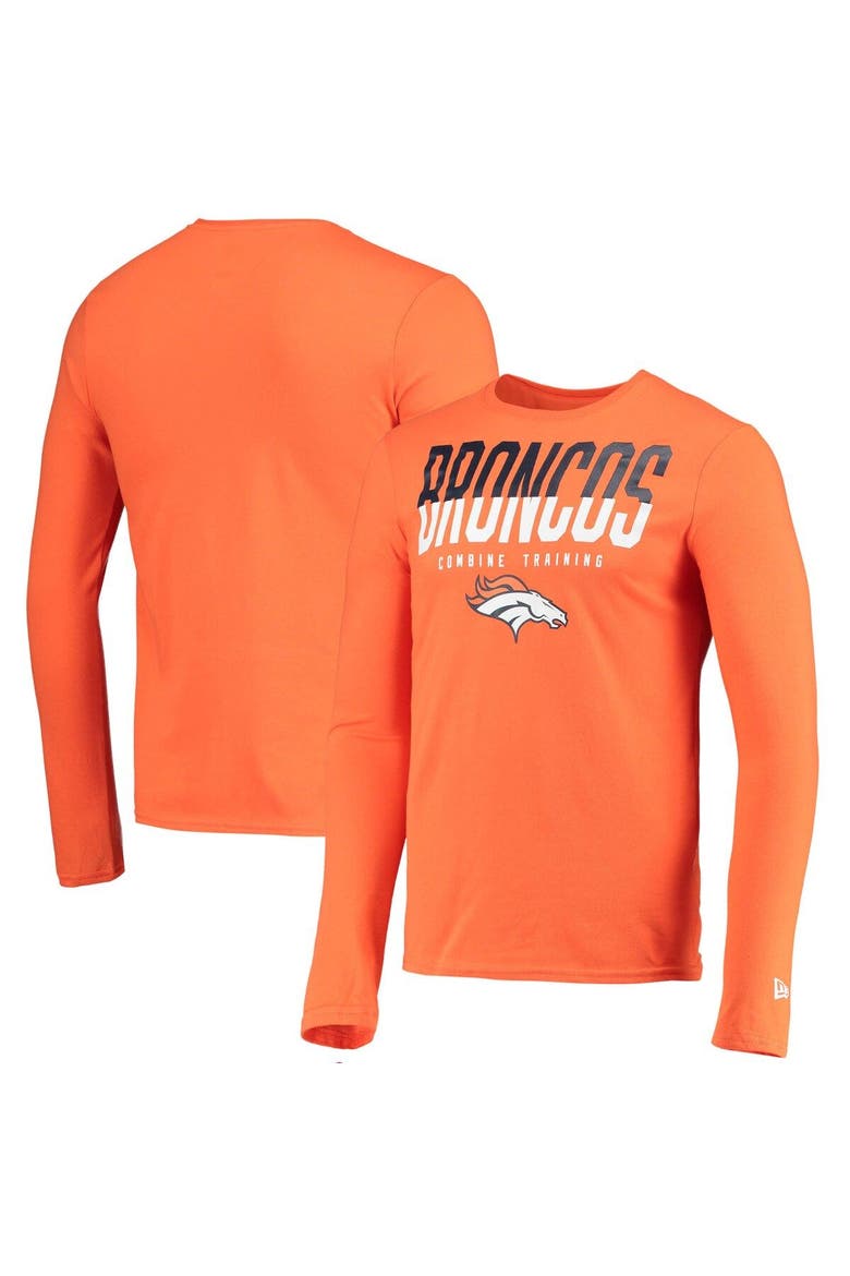 Men's New Era Orange Denver Broncos Combine Authentic Split Line Long Sleeve T-Shirt, Main, color, Orange