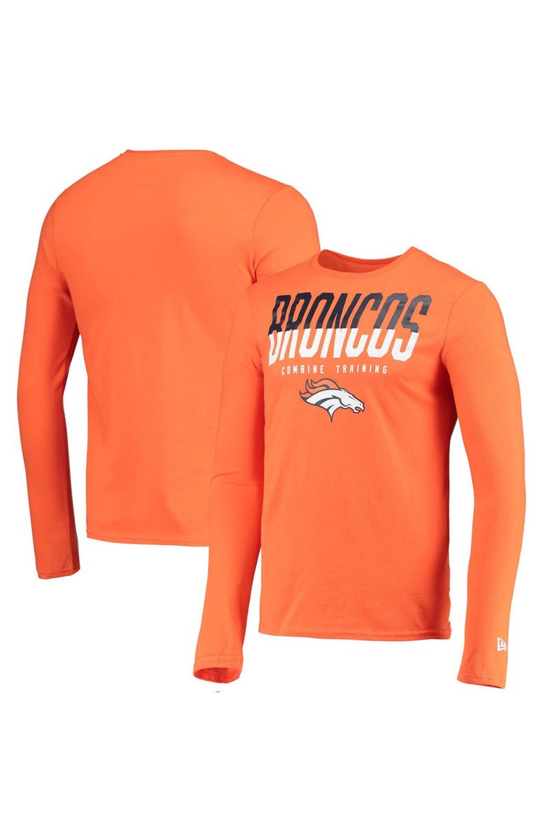 New Era Men's New Era Orange Denver Broncos Combine Authentic Split Line Long Sleeve T-Shirt, Main, color, 