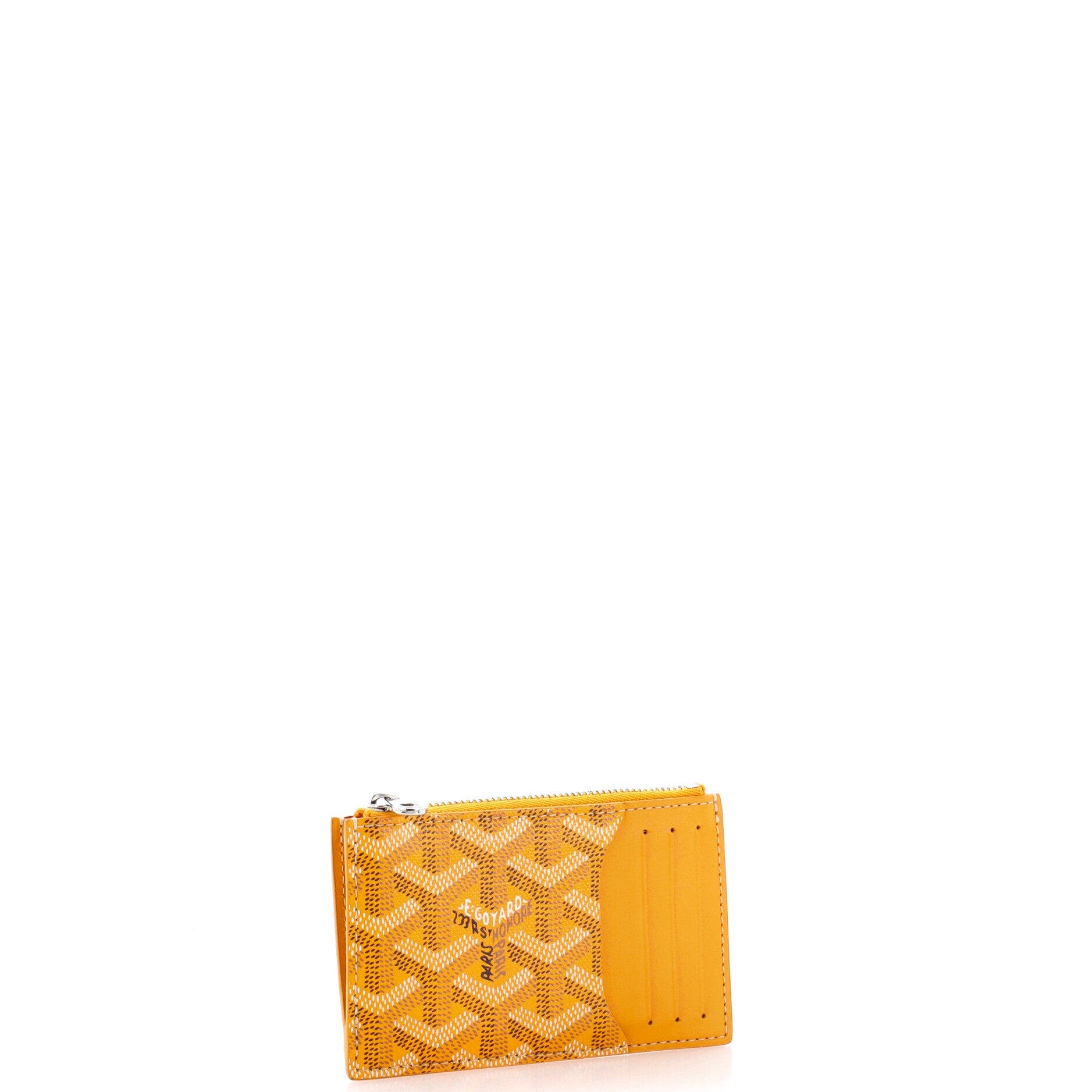 Bourbon Zipped Card Holder Coated Canvas, Alternate, color, Yellow