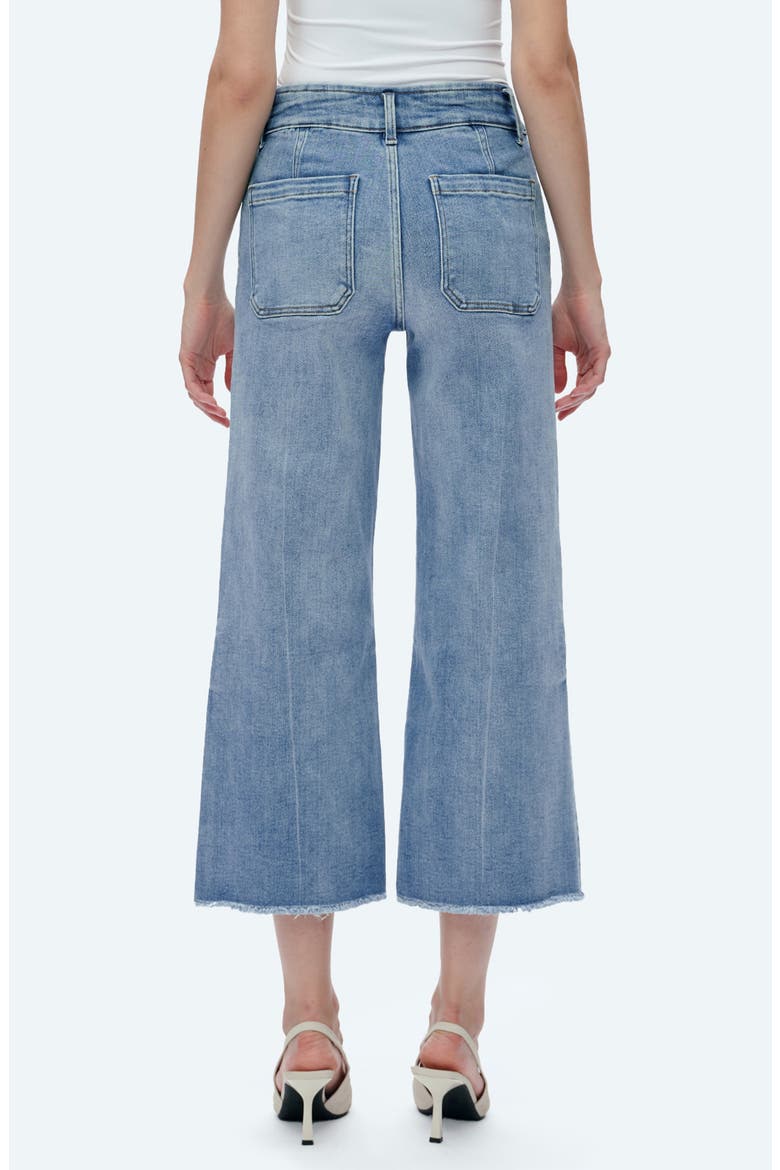 Frayed Welt Pocket High Waist Crop Wide Leg Jeans, Alternate, color, LIGHT BLUE