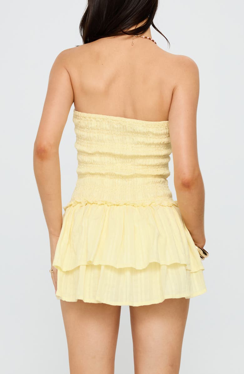 Princess Polly Ayanni Strapless Organic Cotton Minidress, Alternate, color, Yellow