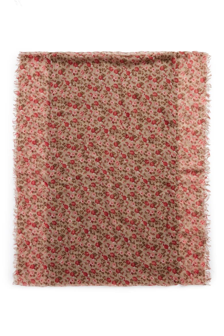 Ditsy Floral Print Infinity Scarf, Alternate, color, TAN MULTI