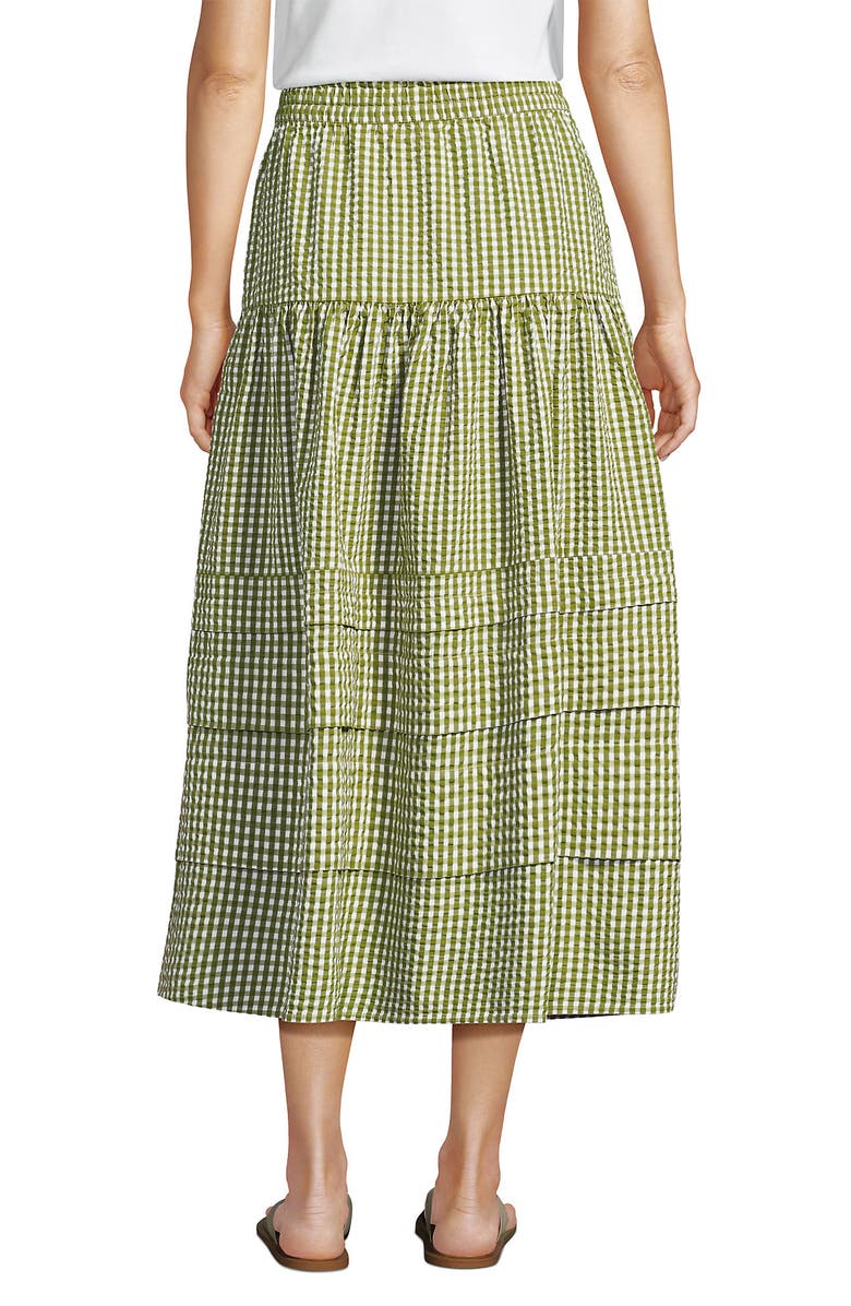 Lands' End Seersucker Pull On Midi Skirt, Alternate, color,
