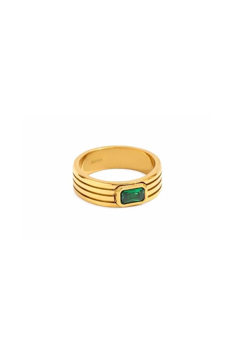 Glass Stone Plated Stainless Steel Ring, Main, color, Green