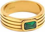 ADIBA Glass Stone Plated Stainless Steel Ring