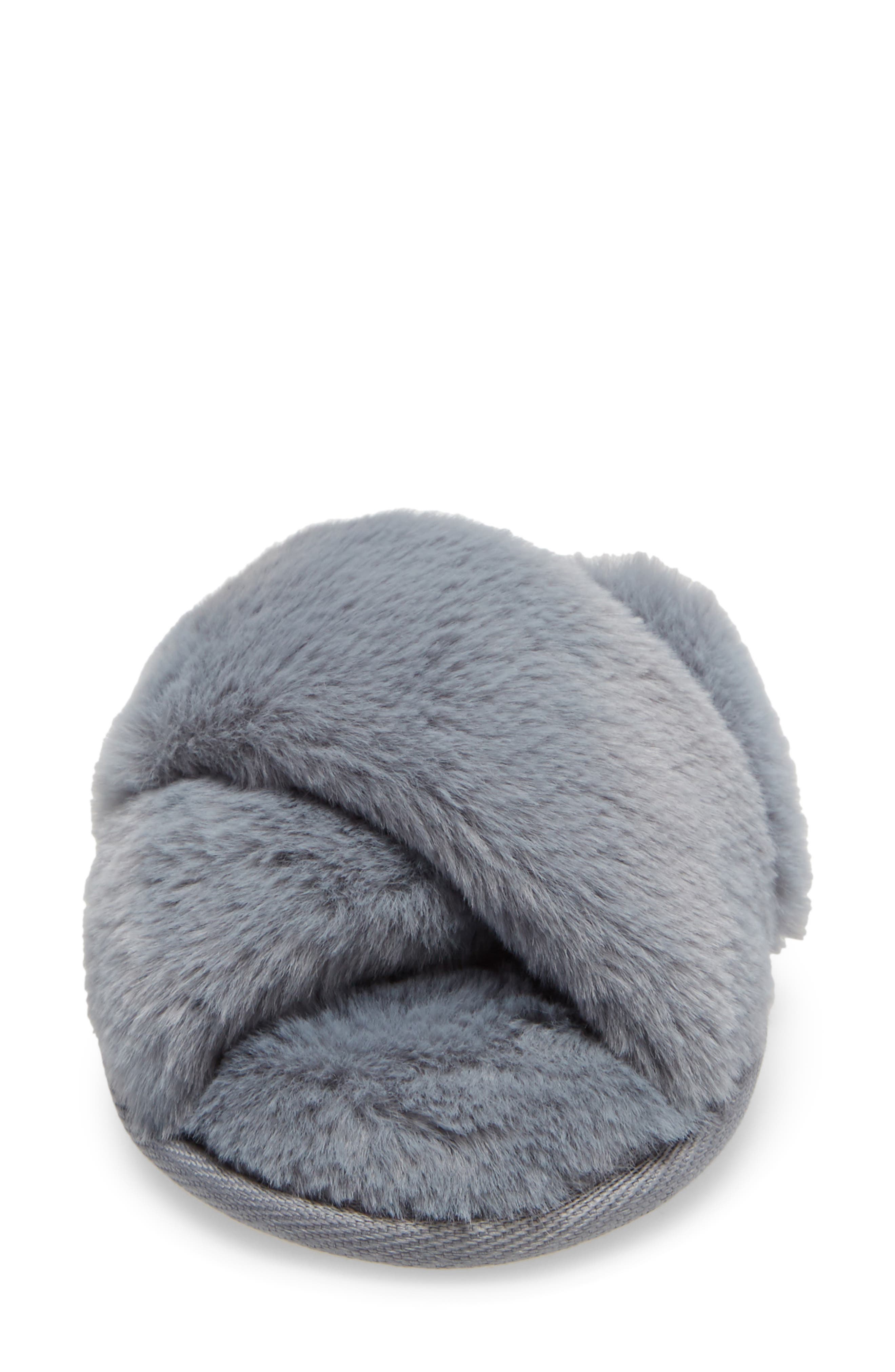 Victoria Faux Fur Slipper, Alternate, color, STORM