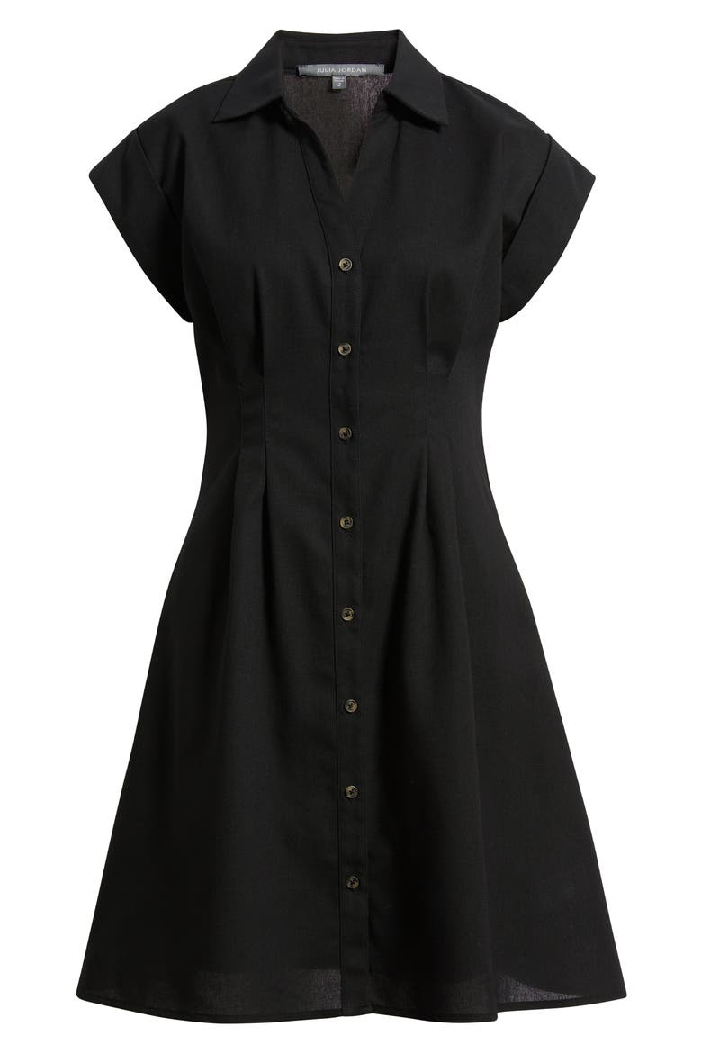 Short Sleeve Shirtdress, Alternate, color, BLACK
