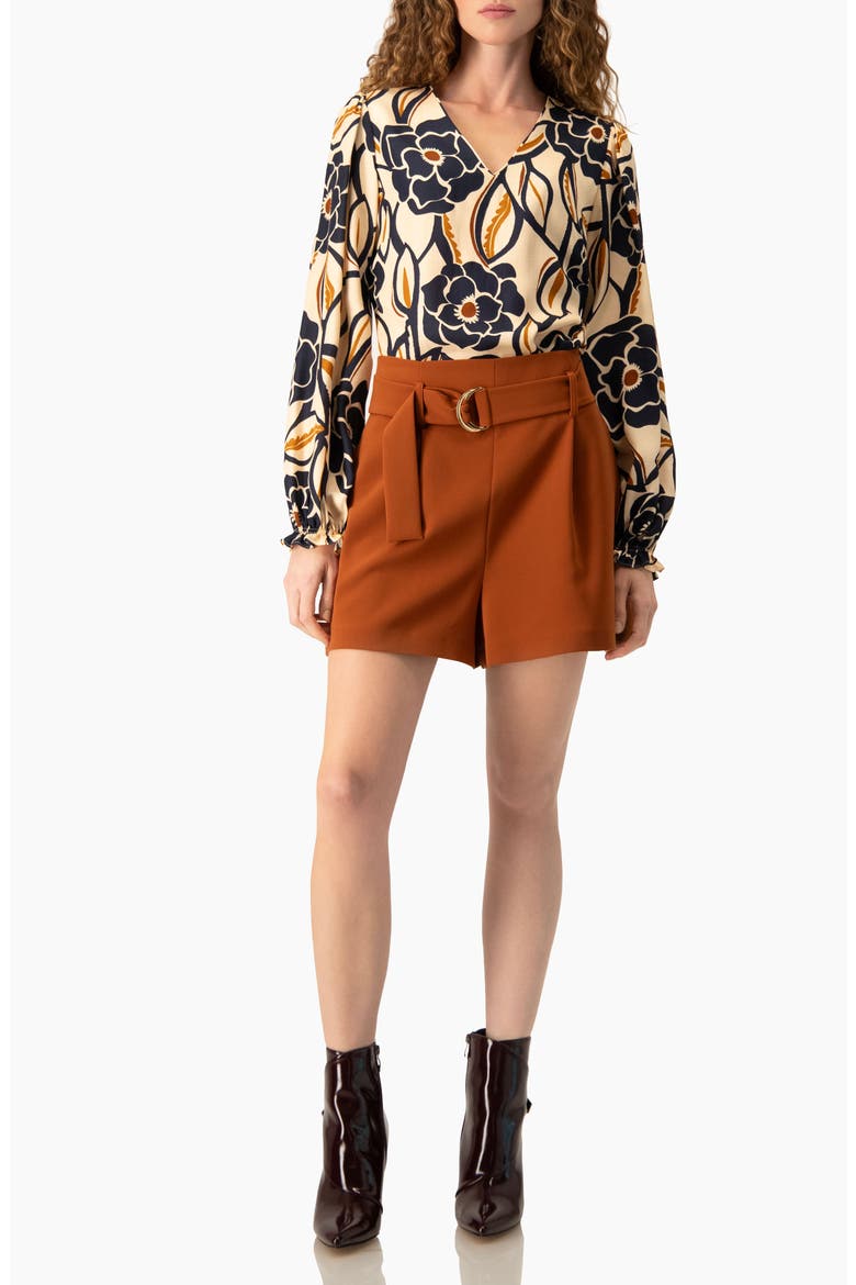 Floral Print Bishop-Sleeve Blouse, Alternate, color, Ivory