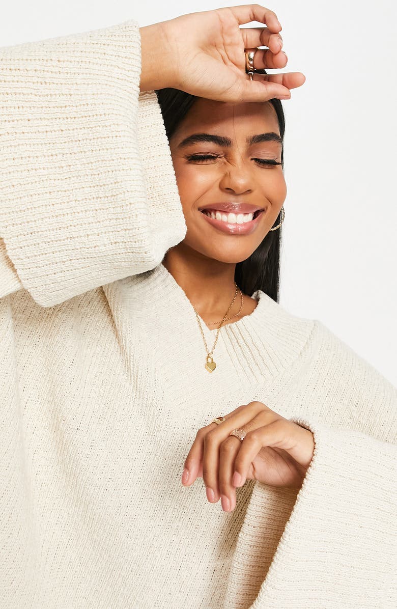 ASOS DESIGN V-Neck Cotton Blend Sweater, Alternate, color,