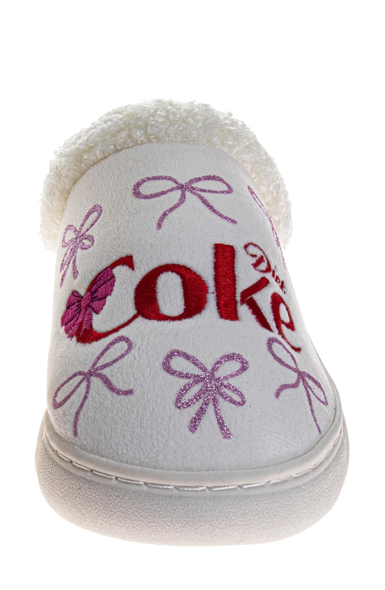 Coca-Cola Cozy Plush Slipper, Alternate, color, WHITE