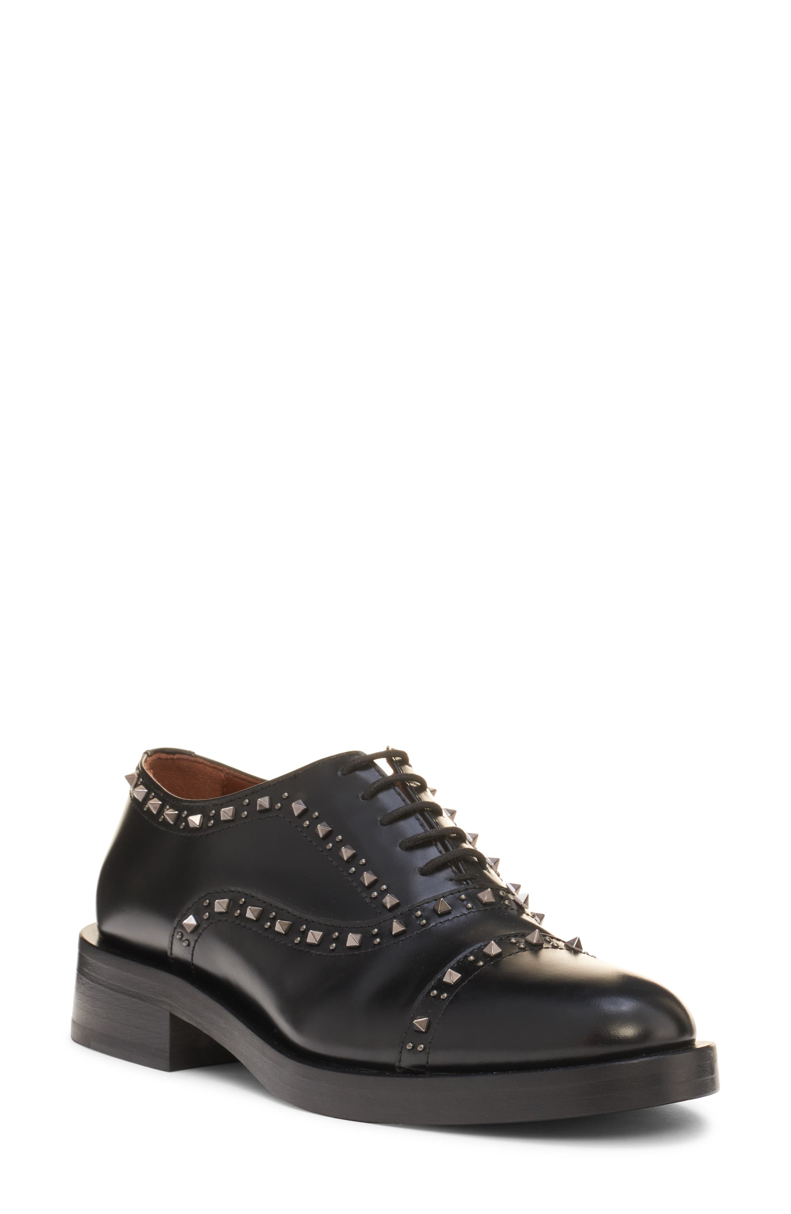 Gentleglam Studded Wingtip Oxford, Main, color, NERO