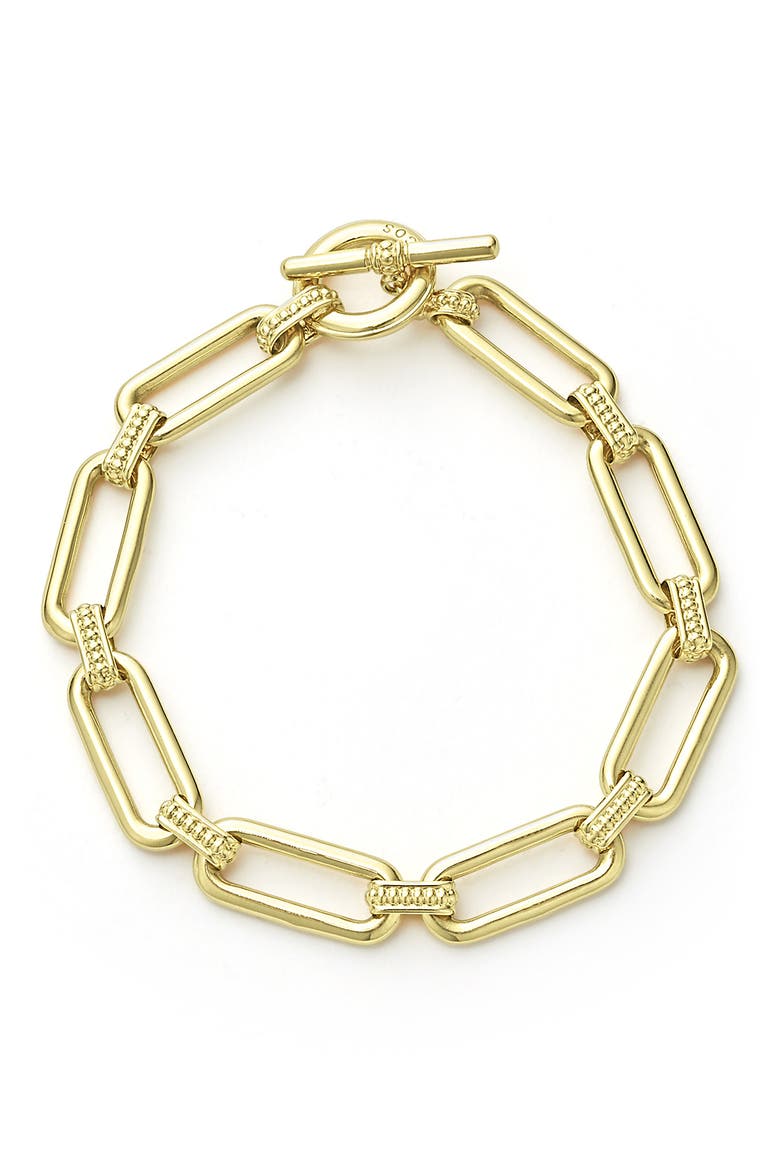 Signature Caviar Smooth Link Toggle Bracelet, Alternate, color, GOLD